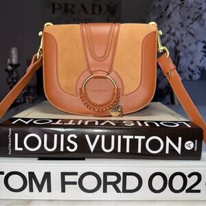 See by Chloé Hana Caramello Leather & Suede Saddle Crossbody Bag
